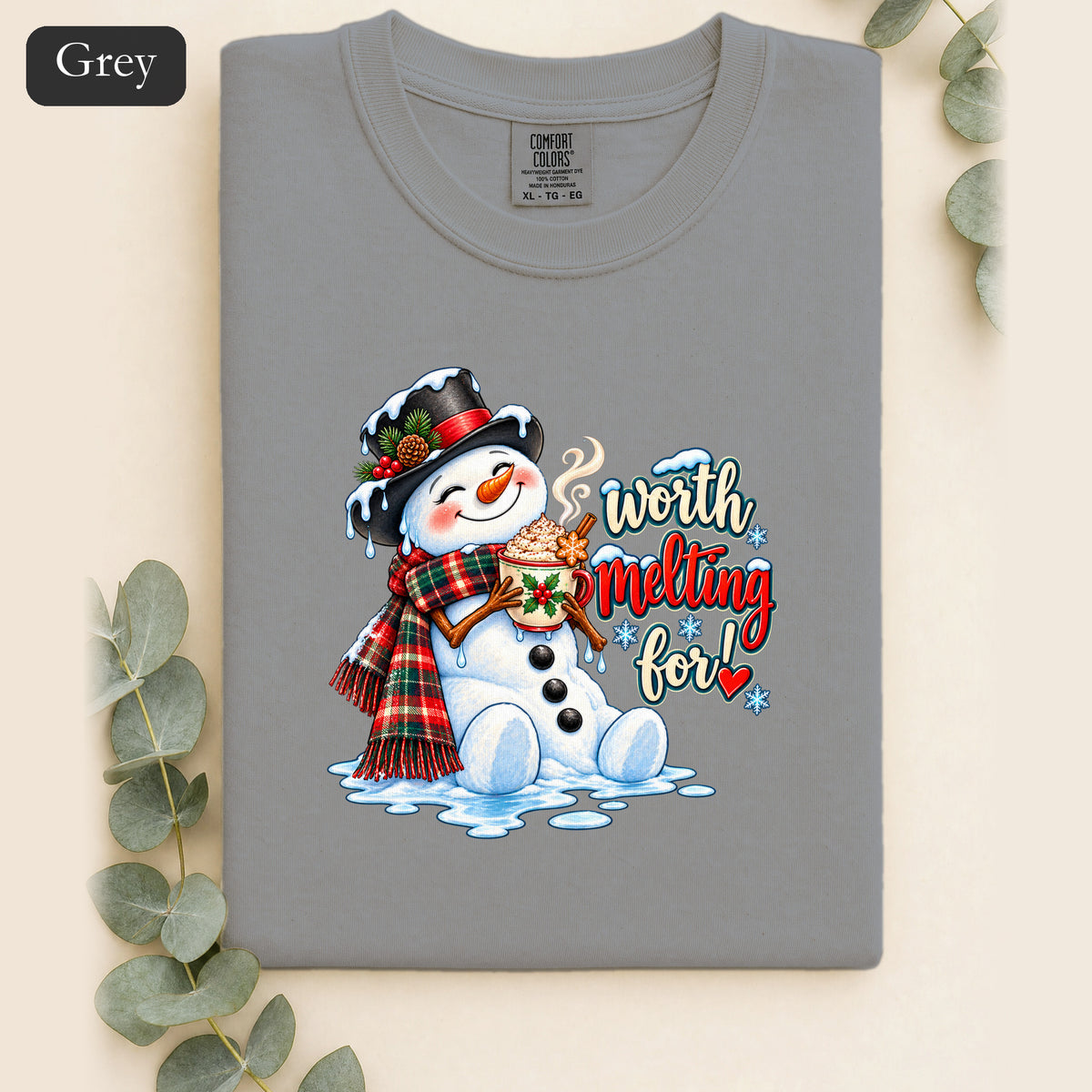 Worth melting for -Snowman with with cocoa Shirt | Christmas Holiday Snowman Tee