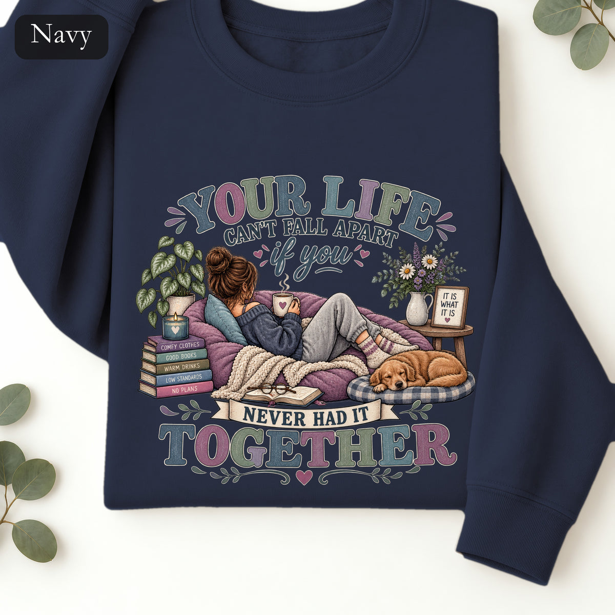 Your Life Your Cottagecore Aesthetic Sweatshirt | Cozy Reading Dog Design