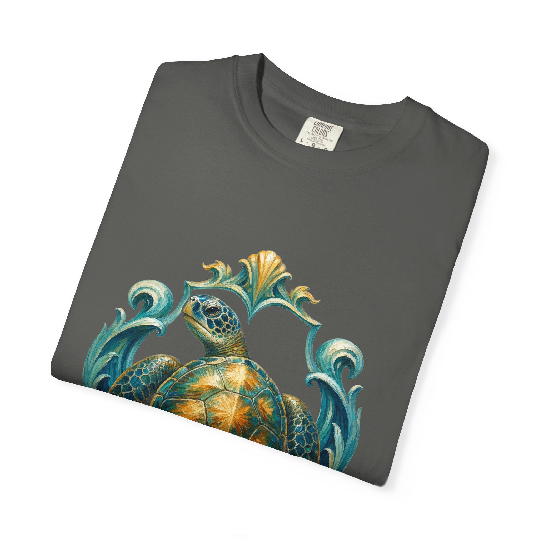 Sea Turtle Long Sleeve Sun Shirt, Painterly Turtle Crest Swim Tee, Beach Ocean Lover Gift, Coastal Swim Sweatshirt