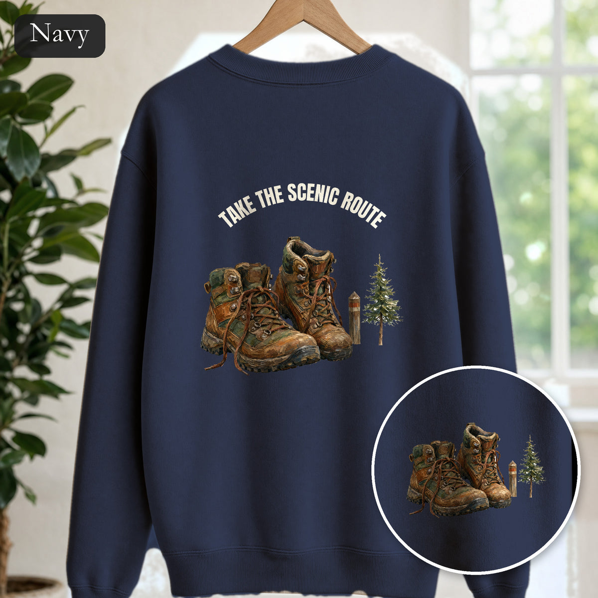 Take the Scenic Route Shirt, Hiking Trail Tee, Outdoor Adventure Nature Gift, Painterly Mountain Sweatshirt