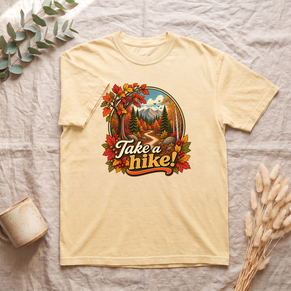 Take a Hike! retro mountain scene Shirt | autumn hiking design