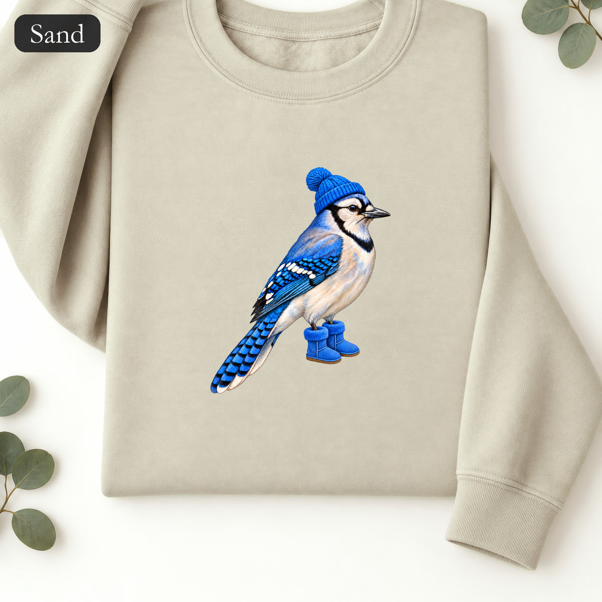Blue Jay Illustration Crewneck Sweatshirt | Bird Graphic, Nature Theme