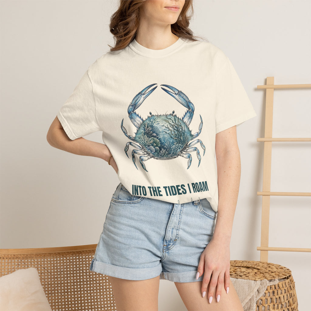Into the Tides I Roam Shirt, Blue Crab Double Exposure Tee, Ocean Beach Coastal Lover Gift, Nautical Sea Life Sweatshirt