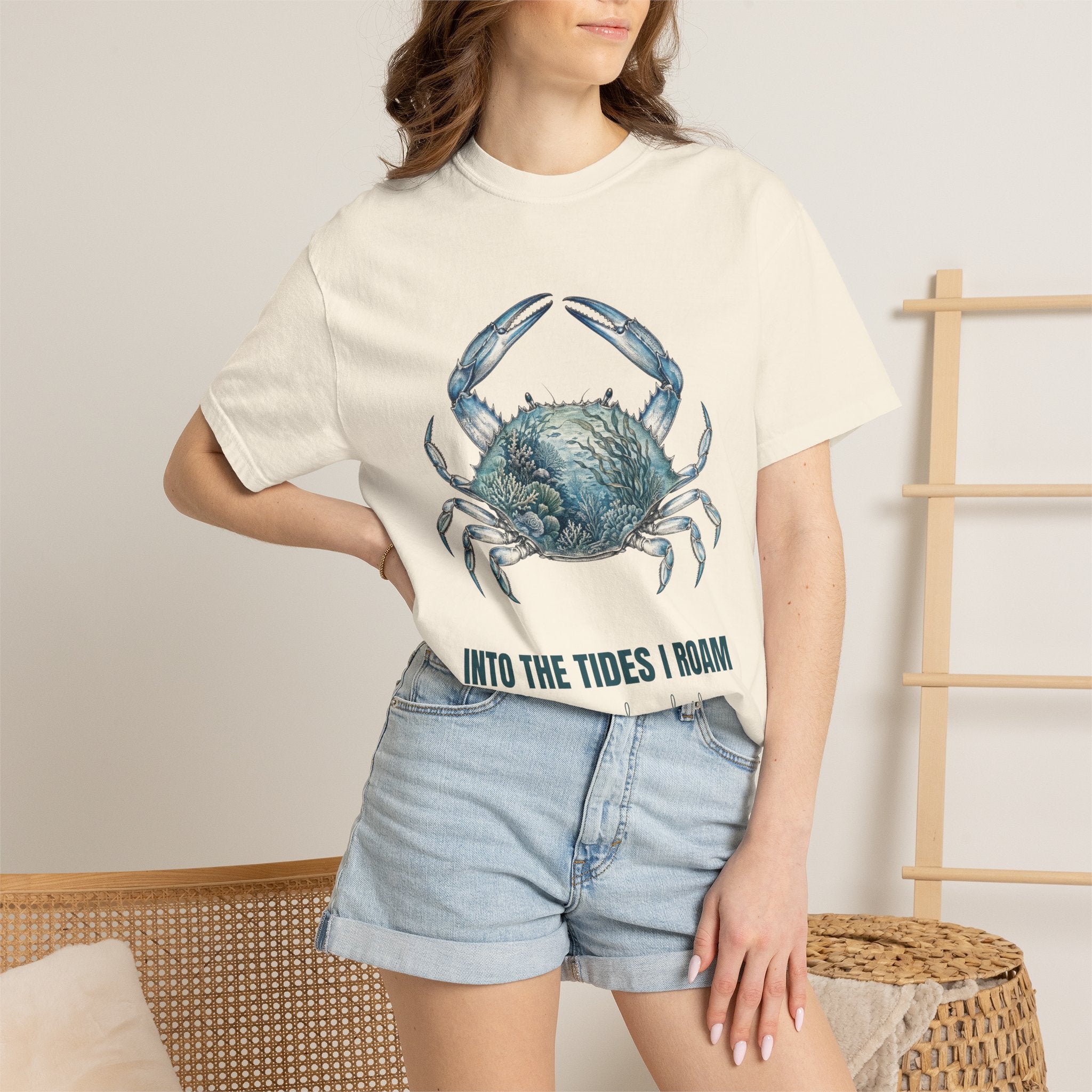 Into the Tides I Roam Shirt, Blue Crab Double Exposure Tee, Ocean Beach Coastal Lover Gift, Nautical Sea Life Sweatshirt