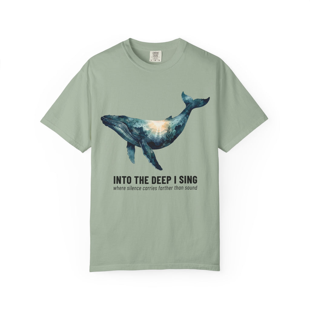 Whale Deep Ocean Graphic T-Shirt — "Into the Deep I Sing" Ocean Graphic Tee