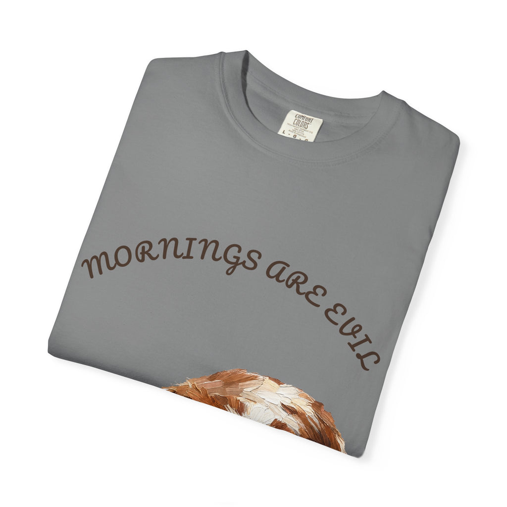 Mornings Are Evil Shirt, Funny Lazy Dog Coffee Tee, Not a Morning Person Gift, Painterly Dog Lover Sweatshirt
