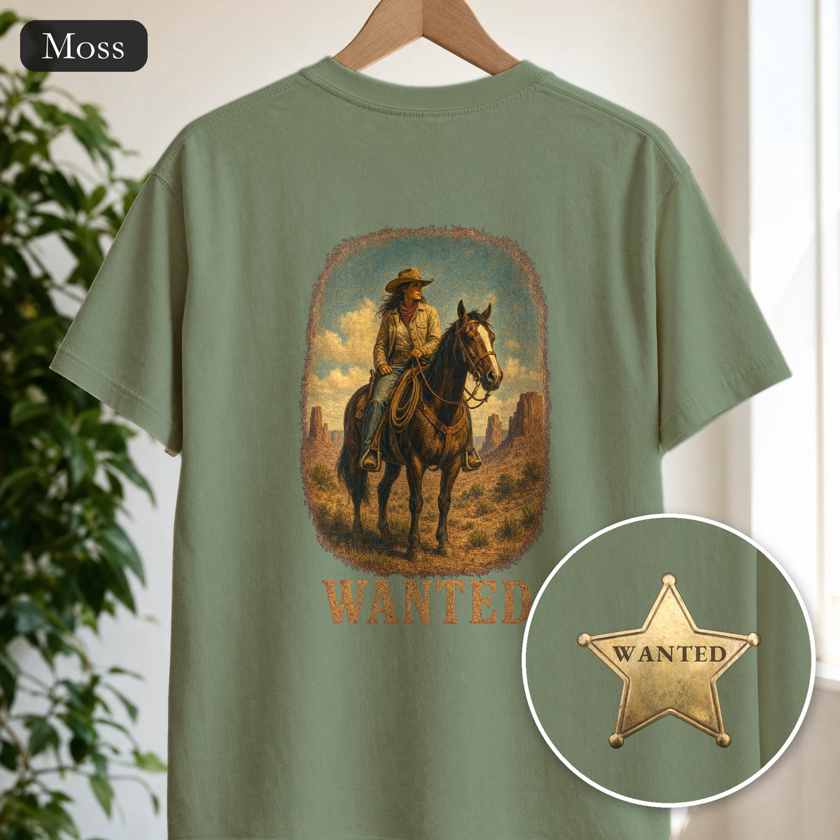 Wanted Cowgirl Shirt, Vintage Western Wanted Poster Tee, Desert Outlaw Tee, Sheriff Star Cowgirl Gift