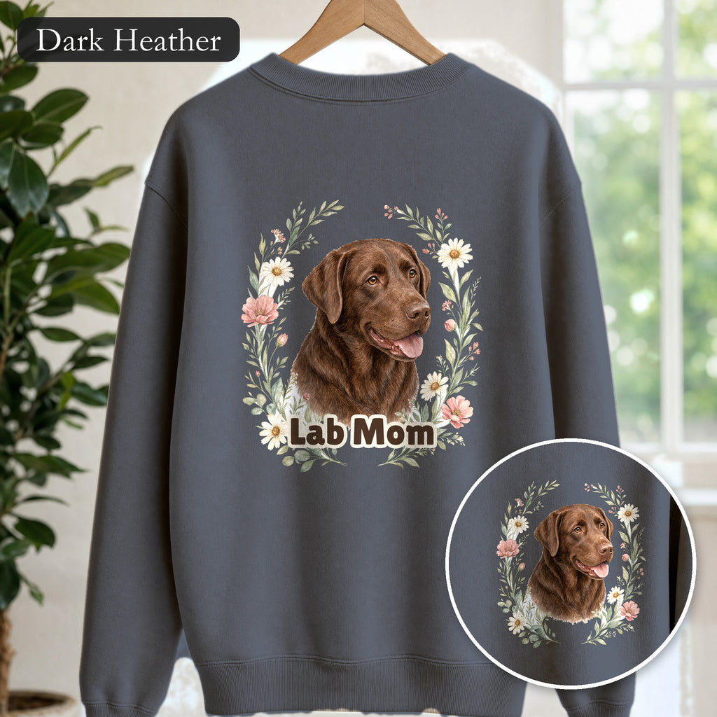 Chocolate Lab Mom Shirt, Labrador Mom Tee, Dog Mom Gift, Wildflower Dog Lover Sweatshirt, Cute Dog Owner Gift