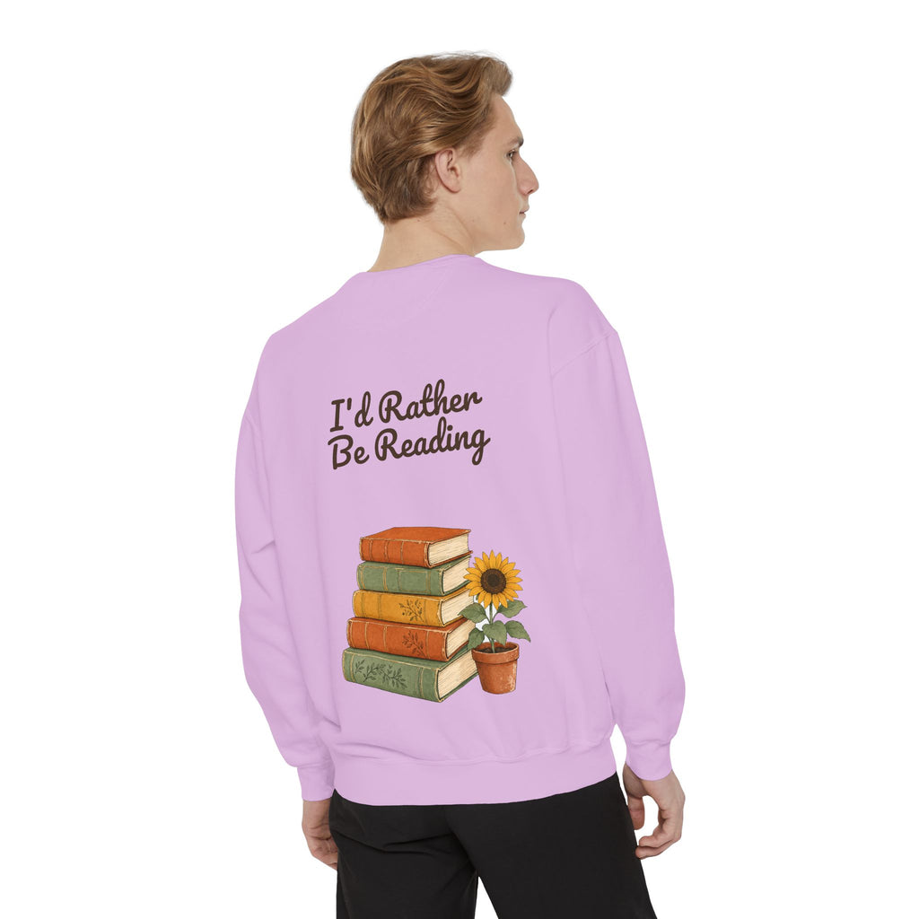 I'd Rather Be Reading Shirt, Book Lover Tee, Bookish Reader Gift, Cozy Sunflower Reading Sweatshirt
