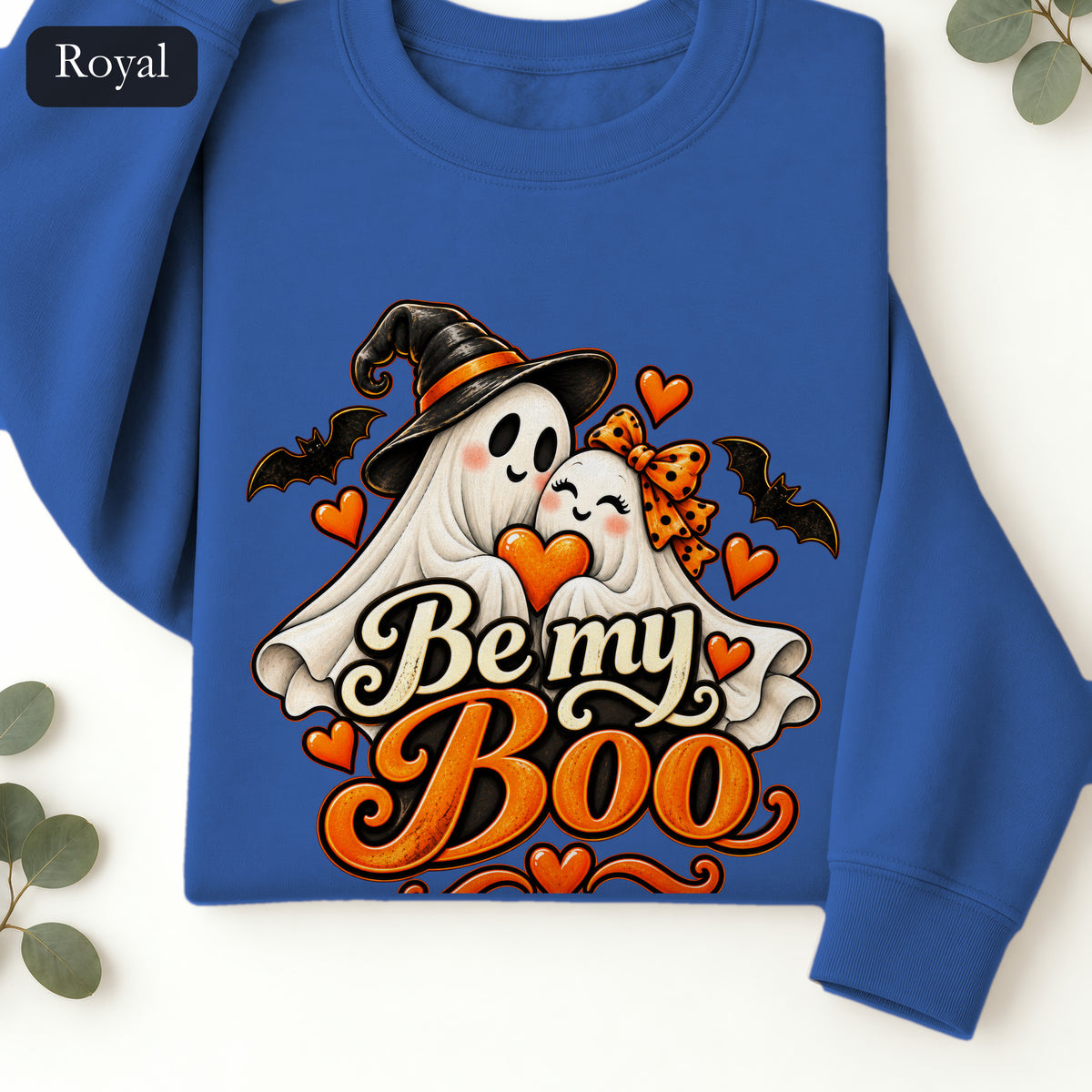 Be My Boo ghost couple Sweatshirt | Halloween spooky hearts