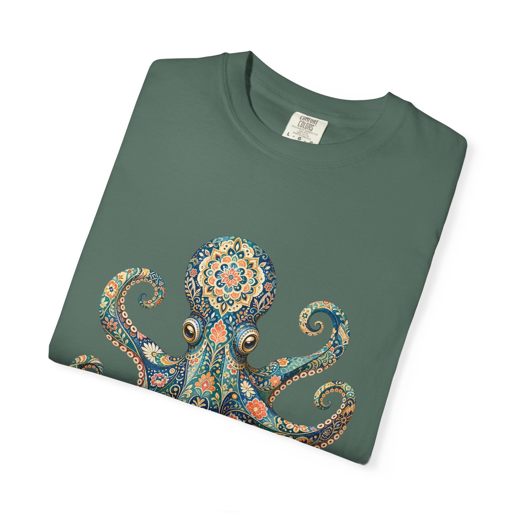 Boho Octopus Shirt, Folk Art Octopus Tee, Japanese Pattern Ocean Lover Gift, Vintage Floral Octopus Sweatshirt