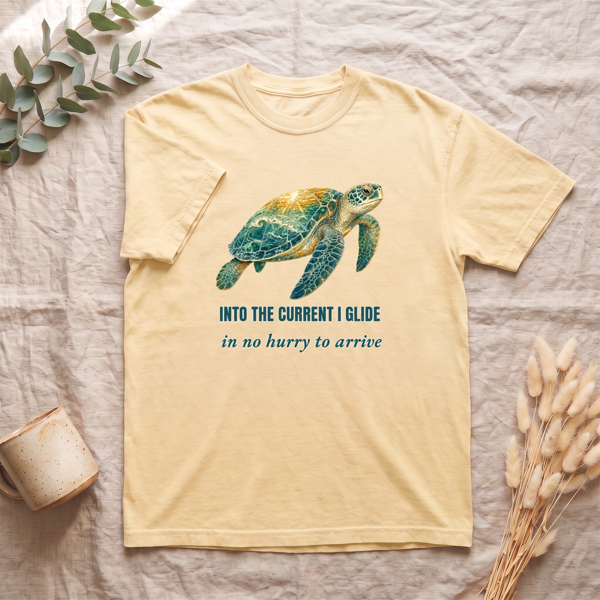 Into the Current I Glide Shirt, Sea Turtle Double Exposure Tee, Ocean Lover Marine Life Gift, Beach Nautical Sweatshirt