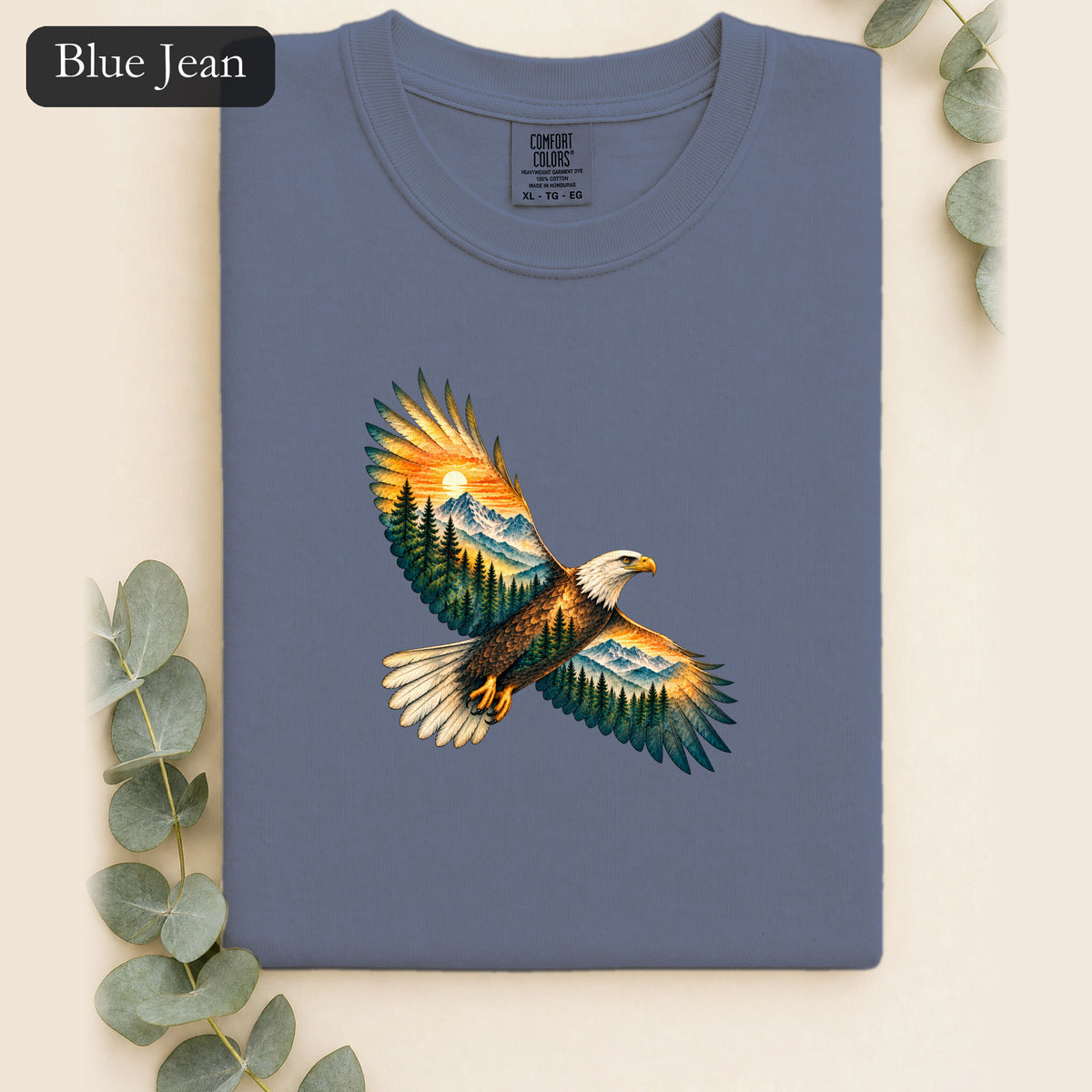 Soaring Eagle Mountain Scene Shirt | Nature Bird Graphic