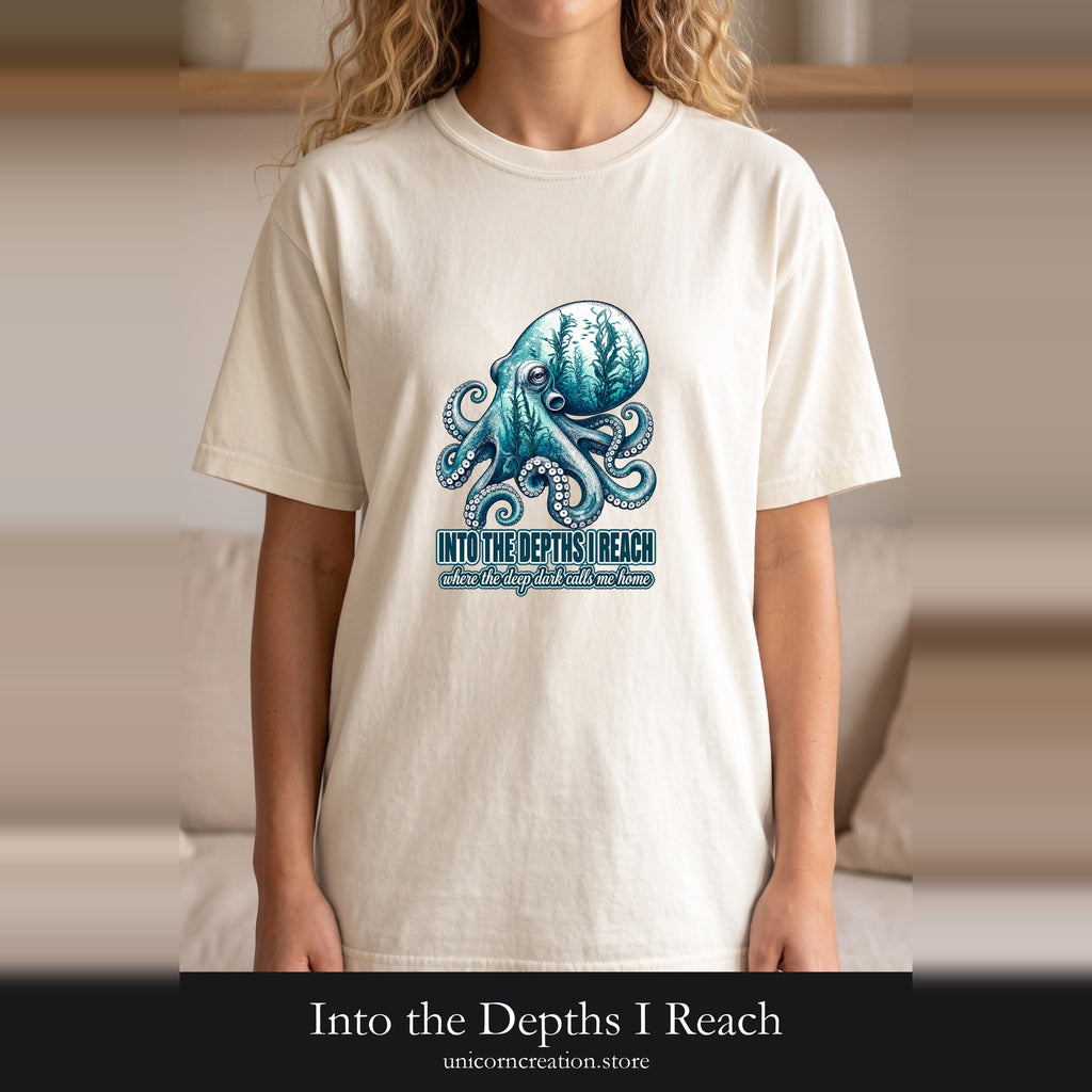 Into the Depths I Reach Shirt, Octopus Double Exposure Tee, Ocean Diver Sea Life Gift, Nautical Marine Sweatshirt