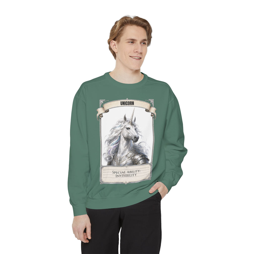 Unicorn Invisibility Stat Card Shirt, Funny RPG Gamer Tee, Tabletop D20 Fantasy Gift, Dungeon Dice Sweatshirt
