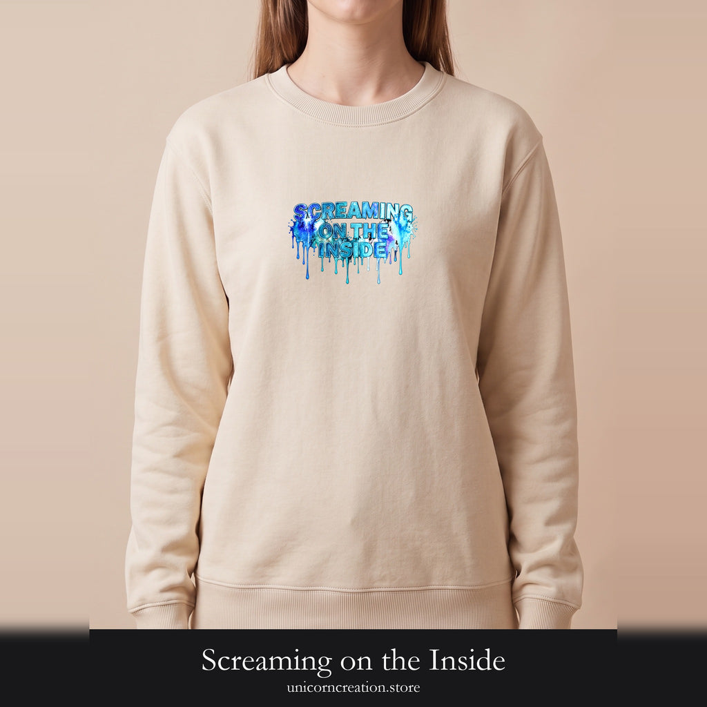 Screaming on the Inside Sweatshirt, Funny Anxiety Crewneck, Sarcastic Mental Health Sweatshirt, Introvert Dark Humor Gift