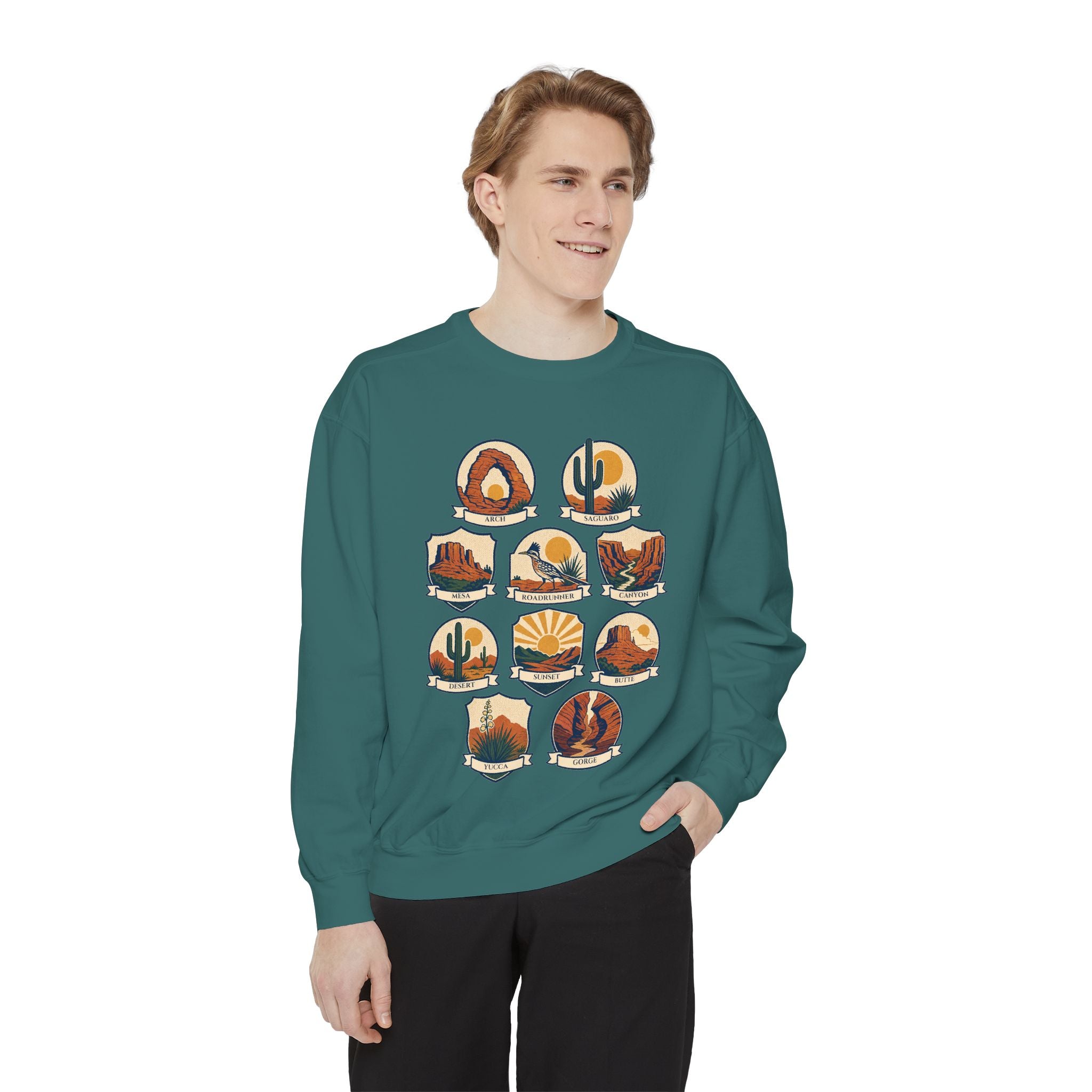 Southwest National Parks Shirt, Desert Badge Tee, Arizona Utah Hiking Gift, Retro Adventure Cactus Sweatshirt