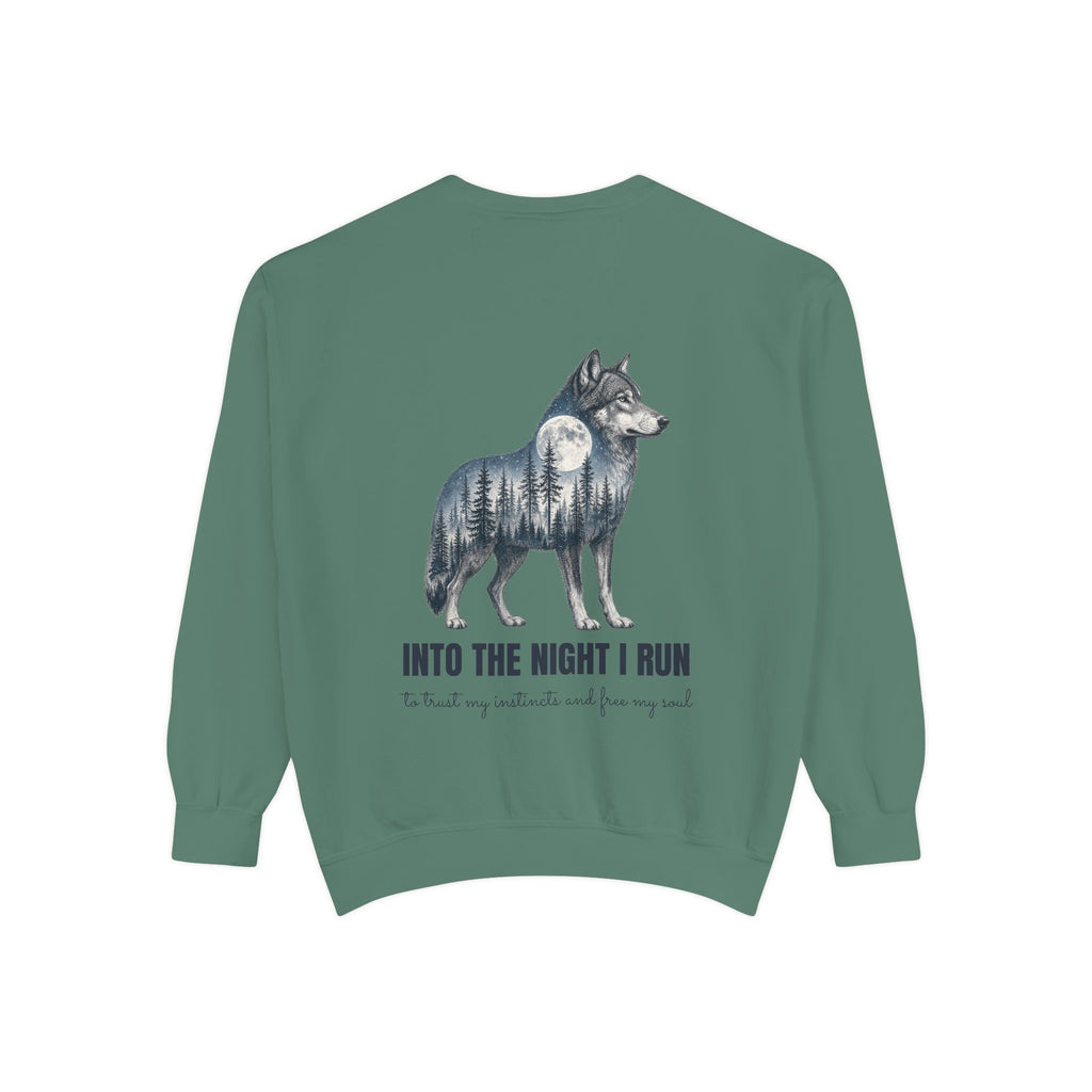Into the Night I Run Shirt, Wolf Double Exposure Tee, Moonlit Forest Wild Spirit Gift, Woodland Nature Sweatshirt