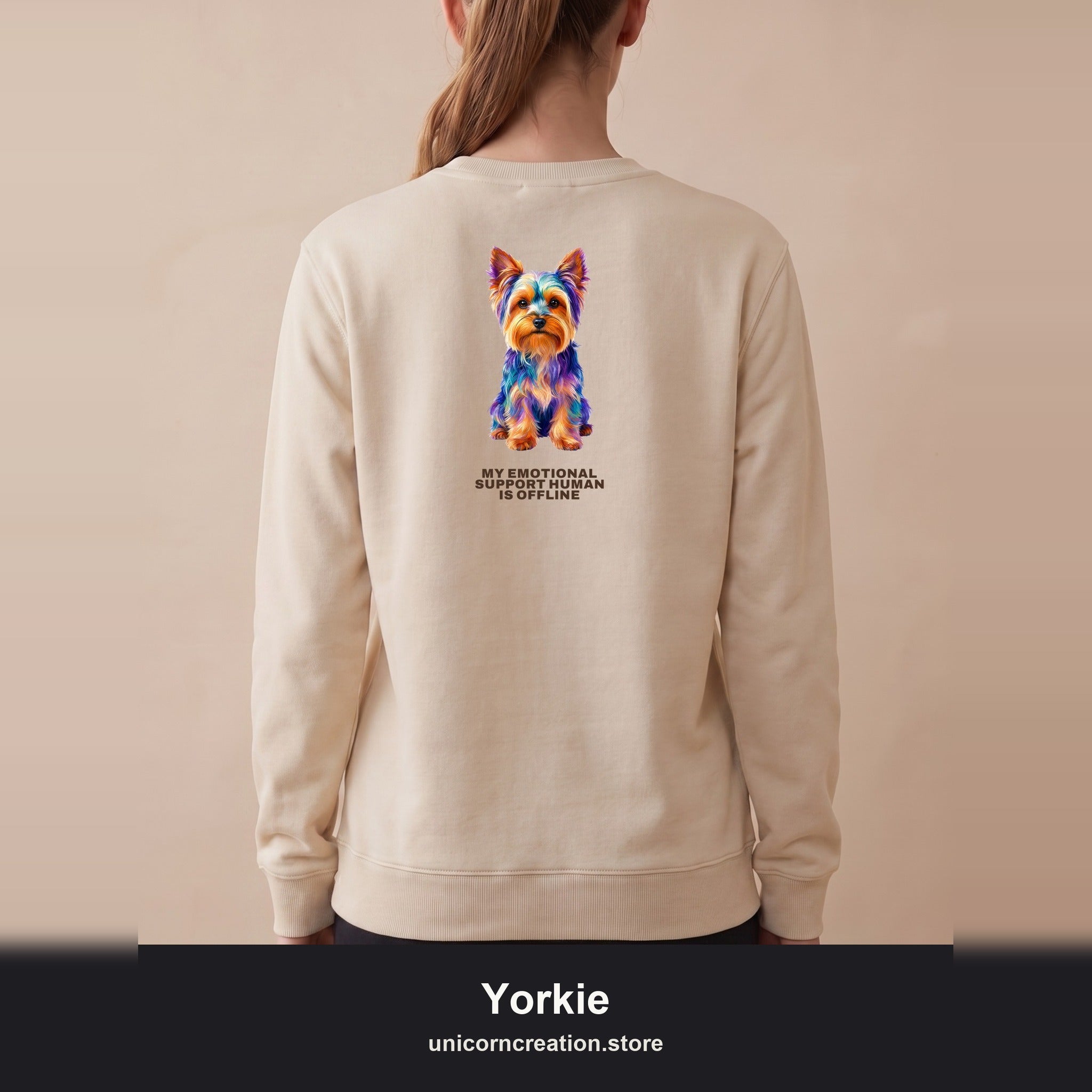 Yorkie Shirt, My Emotional Support Human Is Offline Tee, Funny Yorkshire Terrier Dog Mom Gift, Dog Lover Sweatshirt