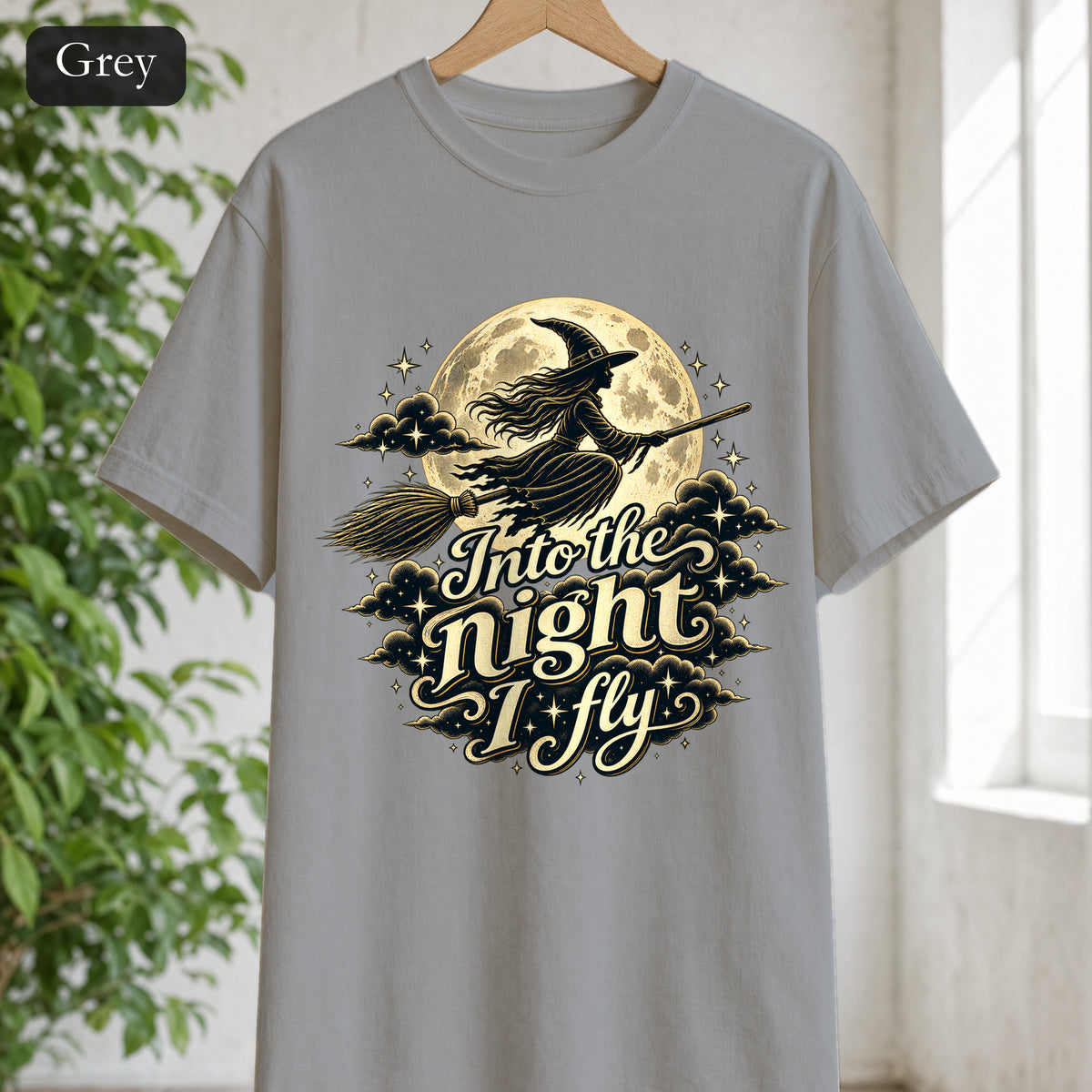 Witch Moon Shirt, Into the Night I Fly, Magical Halloween Tee, Witchy Aesthetic Gift