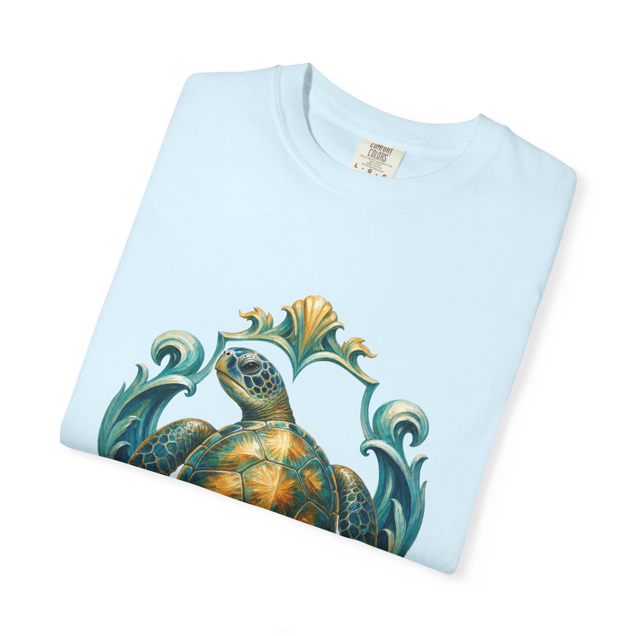 Sea Turtle Long Sleeve Sun Shirt, Painterly Turtle Crest Swim Tee, Beach Ocean Lover Gift, Coastal Swim Sweatshirt