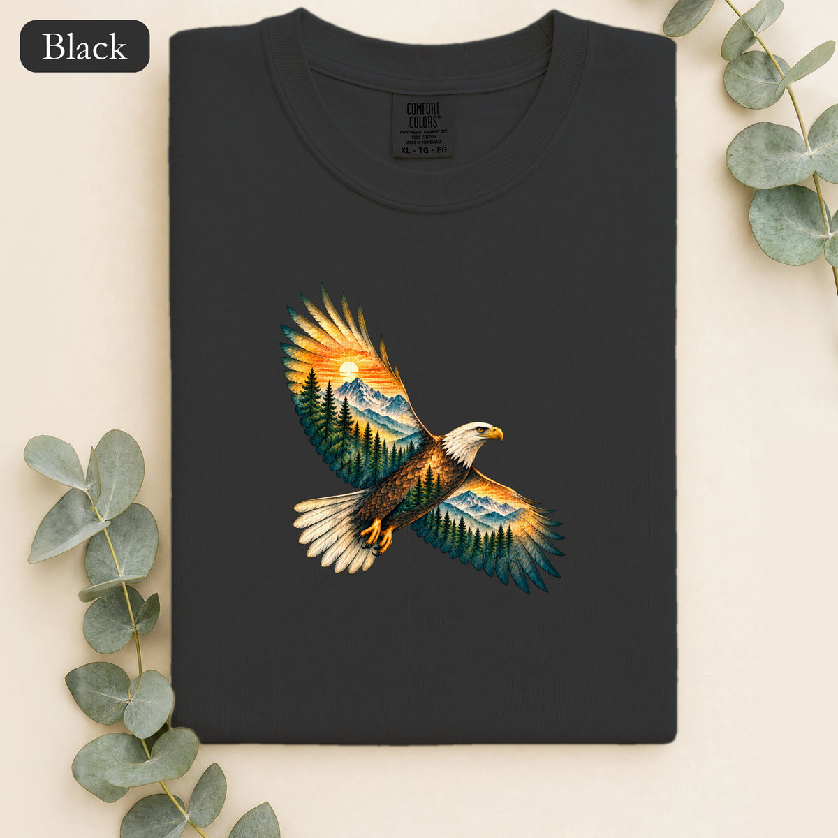 Soaring Eagle Mountain Scene Shirt | Nature Bird Graphic