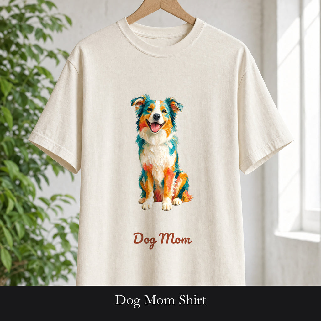 Dog Mom Shirt, Vibrant Painterly Dog Tee, Bold Dog Lover Gift, Colorful Dog Owner Sweatshirt