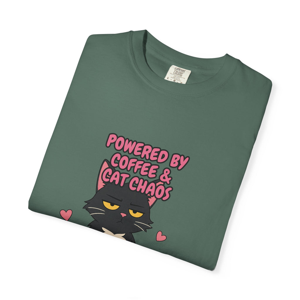 Powered By Coffee and Cat Chaos Shirt, Funny Cat Mom Coffee Tee, Cat Lover Gift, Cat Owner Sweatshirt