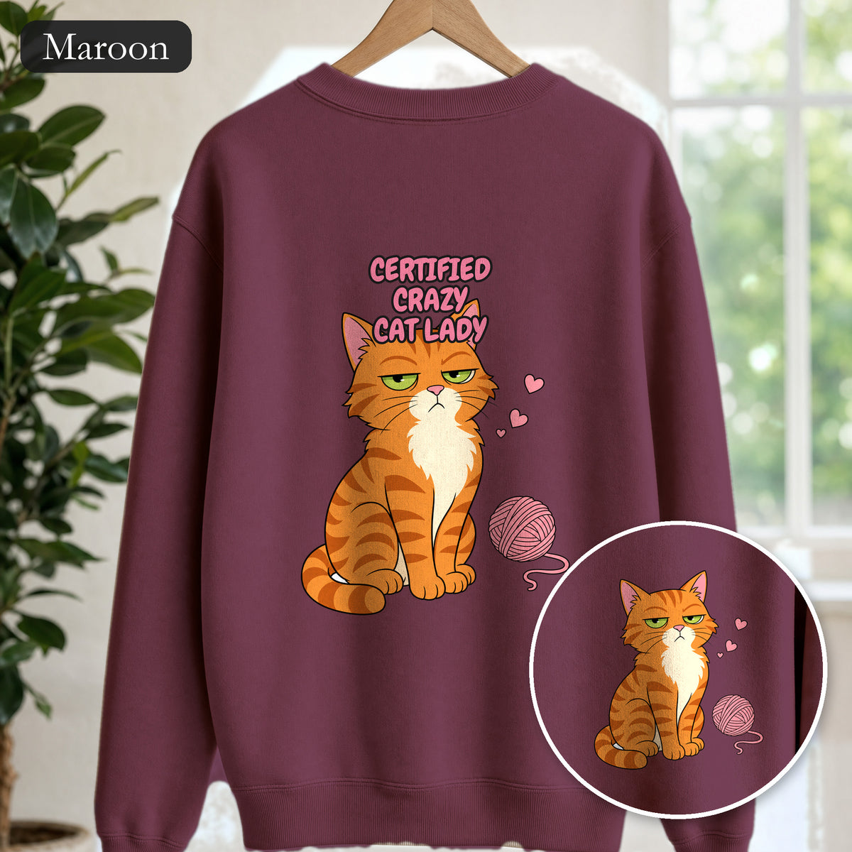 Certified Crazy Cat Lady Shirt, Orange Cat Mom Tee, Ginger Cat Lover Gift, Funny Cat Owner Sweatshirt