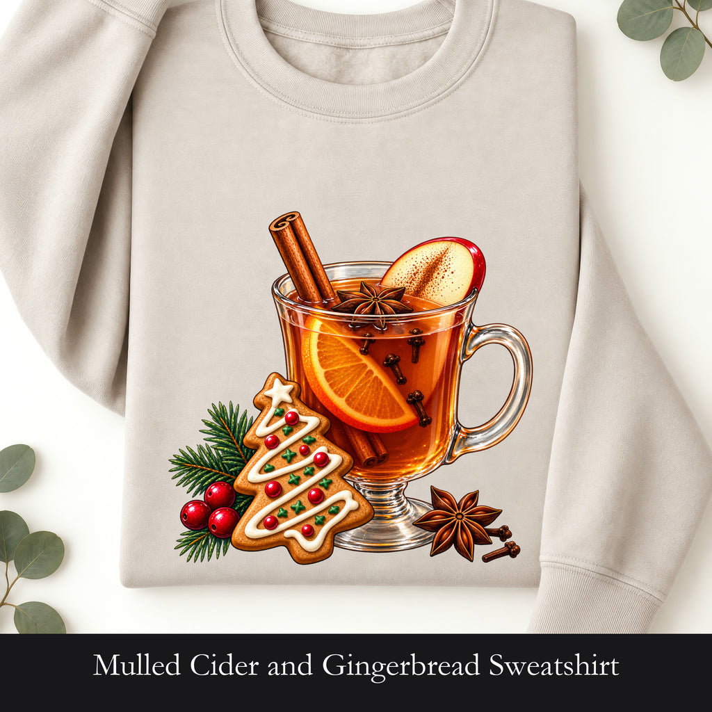 Mulled Cider and Gingerbread Sweatshirt |Holiday Cozy Beverage Design