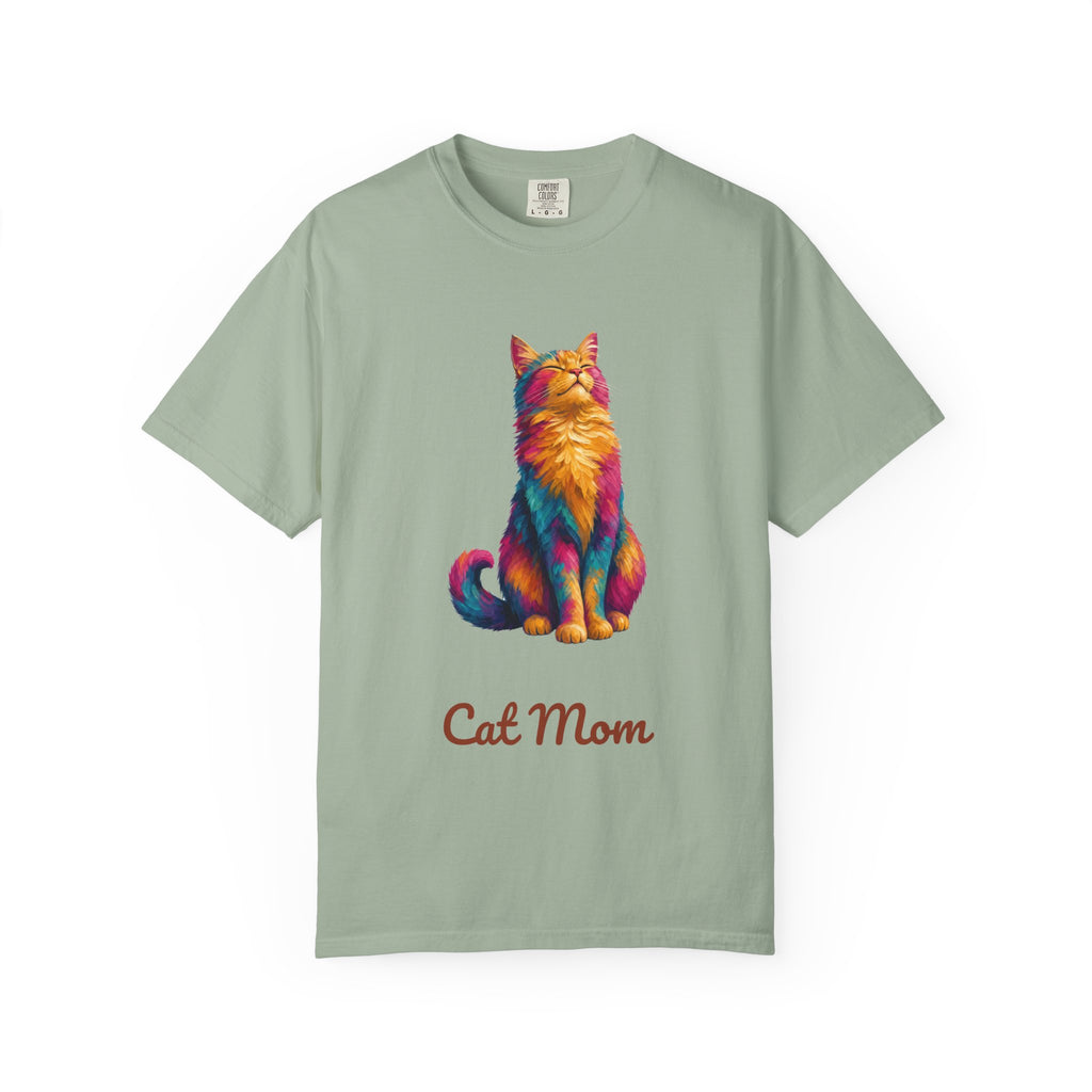 Cat Mom Shirt, Vibrant Painterly Cat Tee, Bold Cat Lover Gift, Colorful Cat Owner Sweatshirt