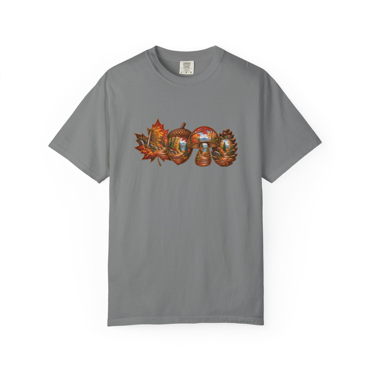 Autumn Lake Scene on Maple Leaves Shirt | Fall Landscape Tee