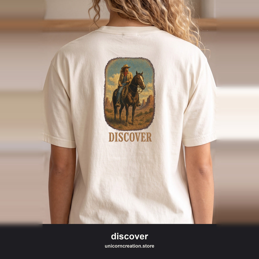 Discover Cowgirl Shirt, Vintage Western Horse Tee, Desert Rodeo Tee, Sheriff Star Cowgirl Gift