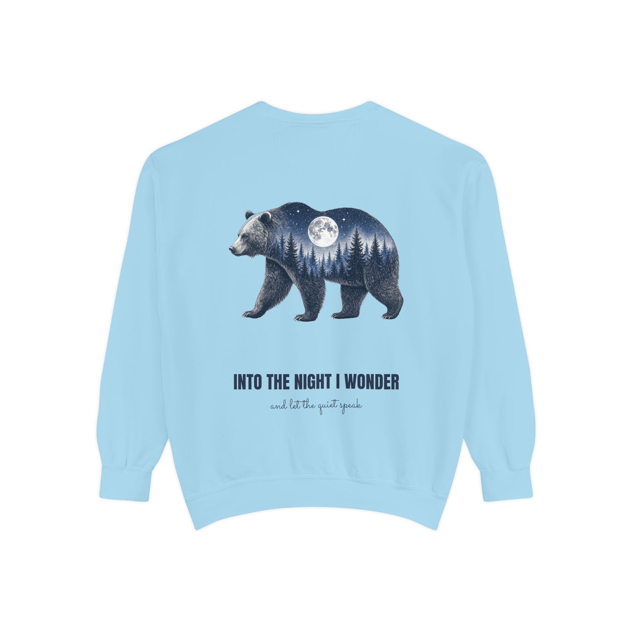 Into the Night I Wonder Shirt, Bear Double Exposure Tee, Moonlit Forest Camping Gift, Woodland Nature Sweatshirt