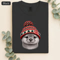 Otter Wearing Knit Christmas Winter Hat Shirt | Cute Holiday Animal Tee