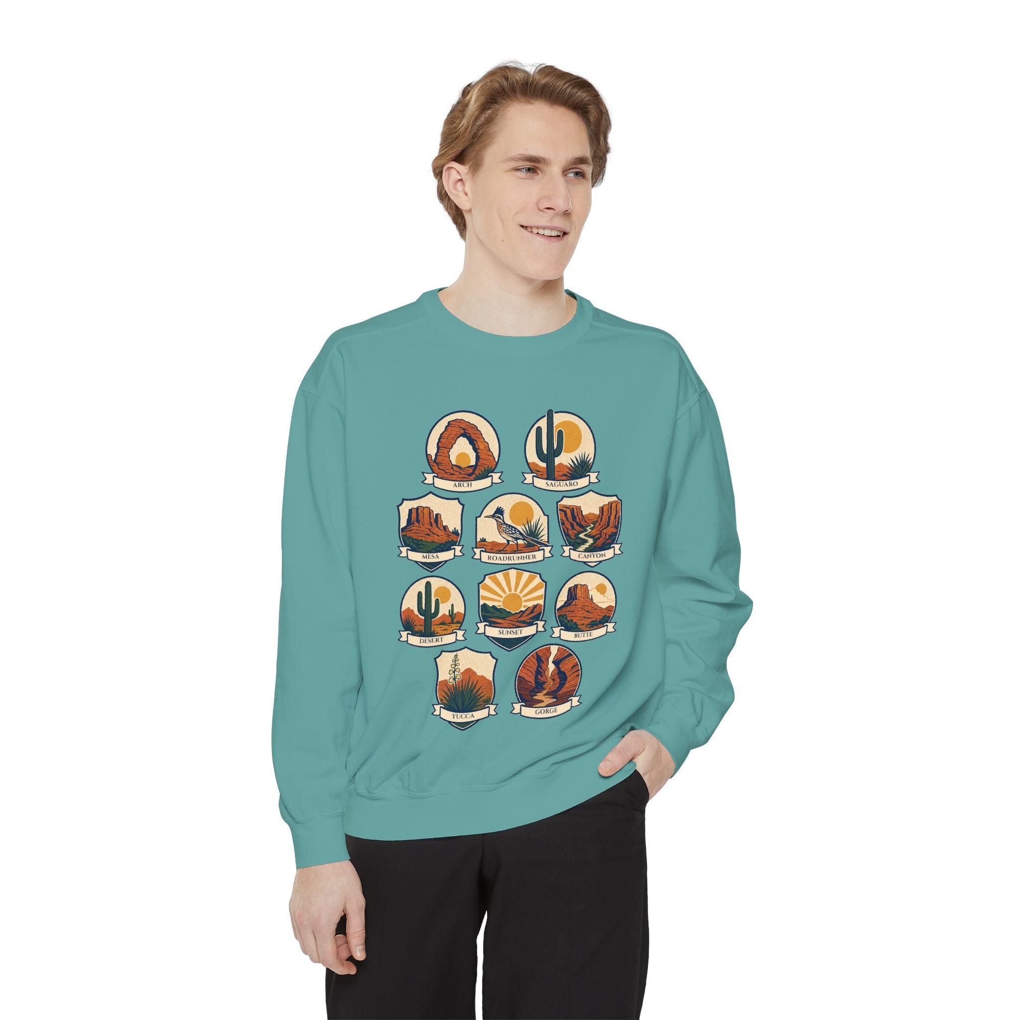 Southwest National Parks Shirt, Desert Badge Tee, Arizona Utah Hiking Gift, Retro Adventure Cactus Sweatshirt