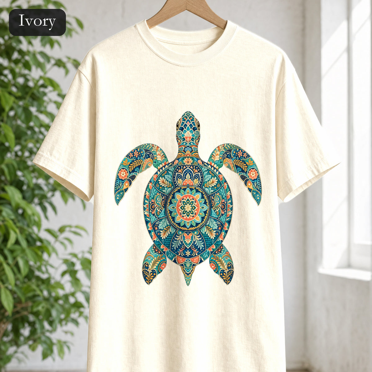 Boho Sea Turtle Shirt, Folk Art Turtle Tee, Japanese Pattern Ocean Lover Gift, Vintage Floral Turtle Sweatshirt