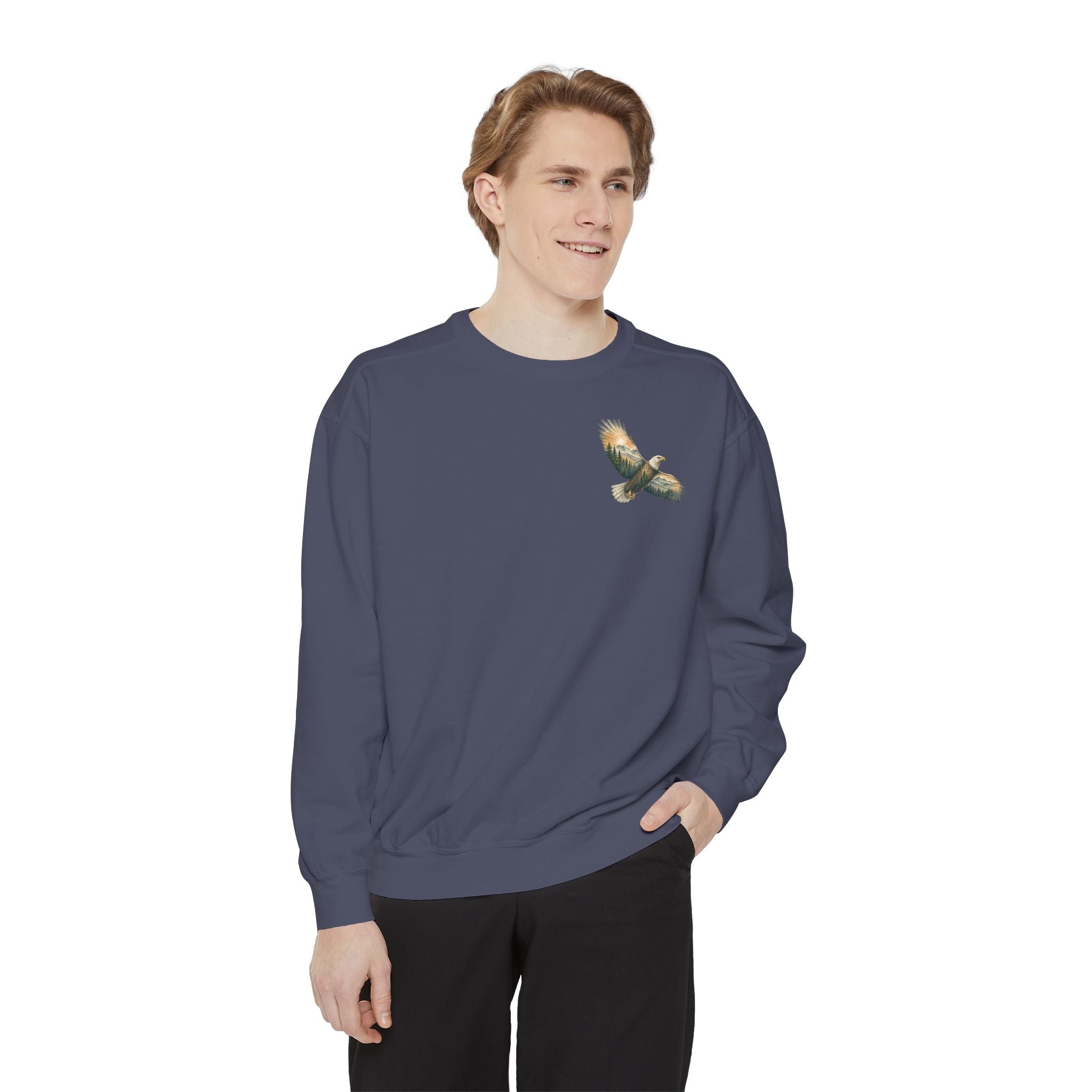 Into the Heights I Rise Shirt, Eagle Double Exposure Tee, Mountain Wilderness Adventure Gift, Woodland Nature Sweatshirt