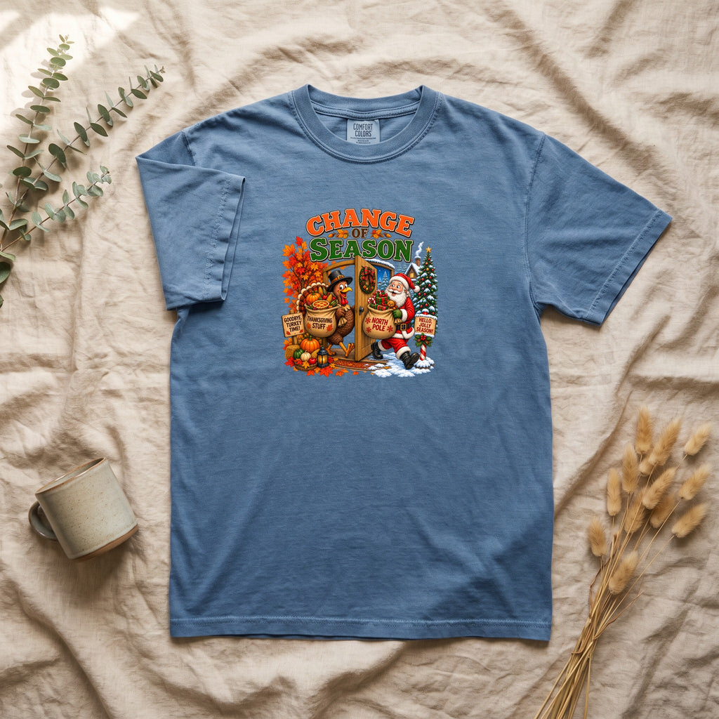 Change of Season Shirt | Fall to Winter Holiday Pumpkin Santa Design