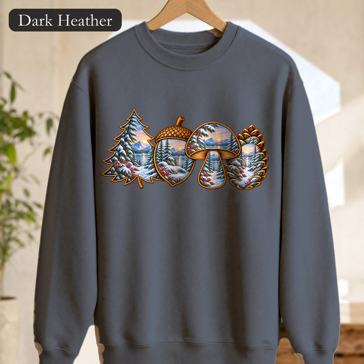 Winter Forest Crewneck, Vintage Cabin Nature Sweatshirt