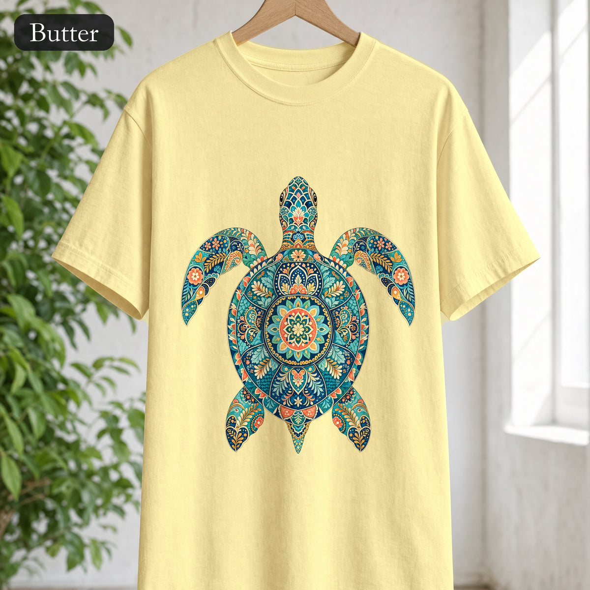 Boho Sea Turtle Shirt, Folk Art Turtle Tee, Japanese Pattern Ocean Lover Gift, Vintage Floral Turtle Sweatshirt