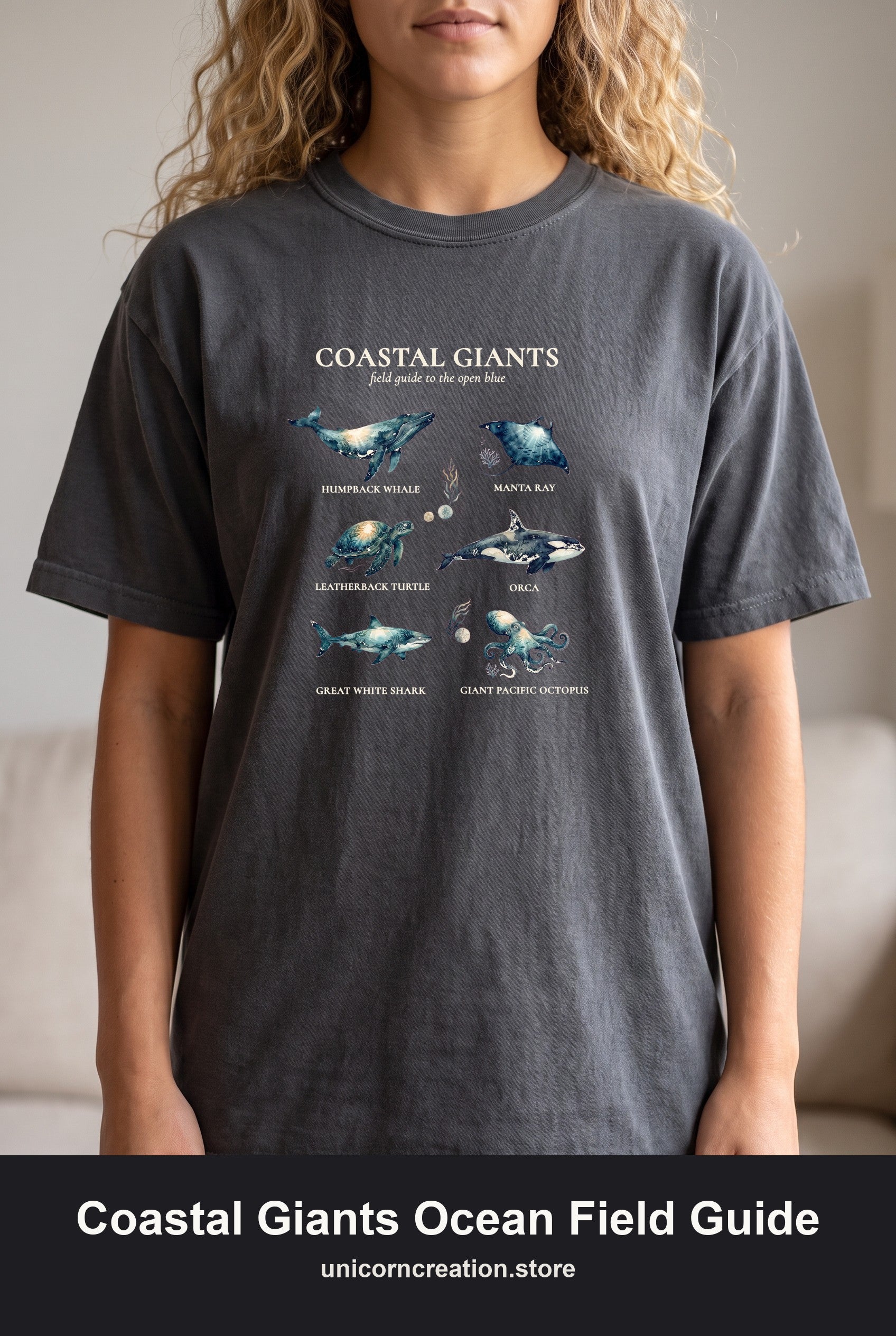 Coastal Giants Ocean Field Guide Shirt, Whale Manta Sea Turtle Tee, Marine Life Ocean Lover Gift, Nautical Sweatshirt