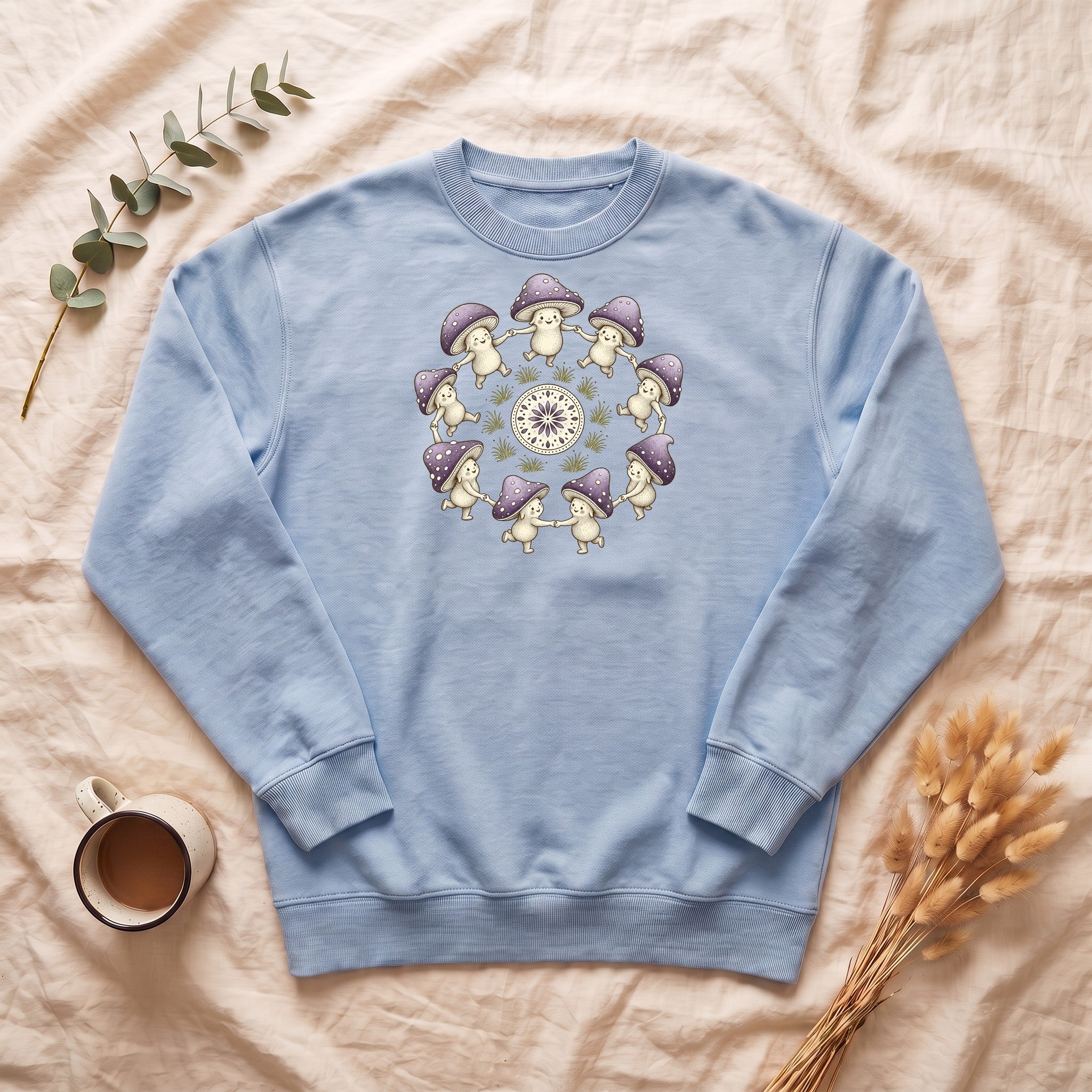 Cottagecore Mushroom Shirt, Lavender Fairy Ring Tee, Goblincore Nature Gift, Whimsical Mushroom Sweatshirt