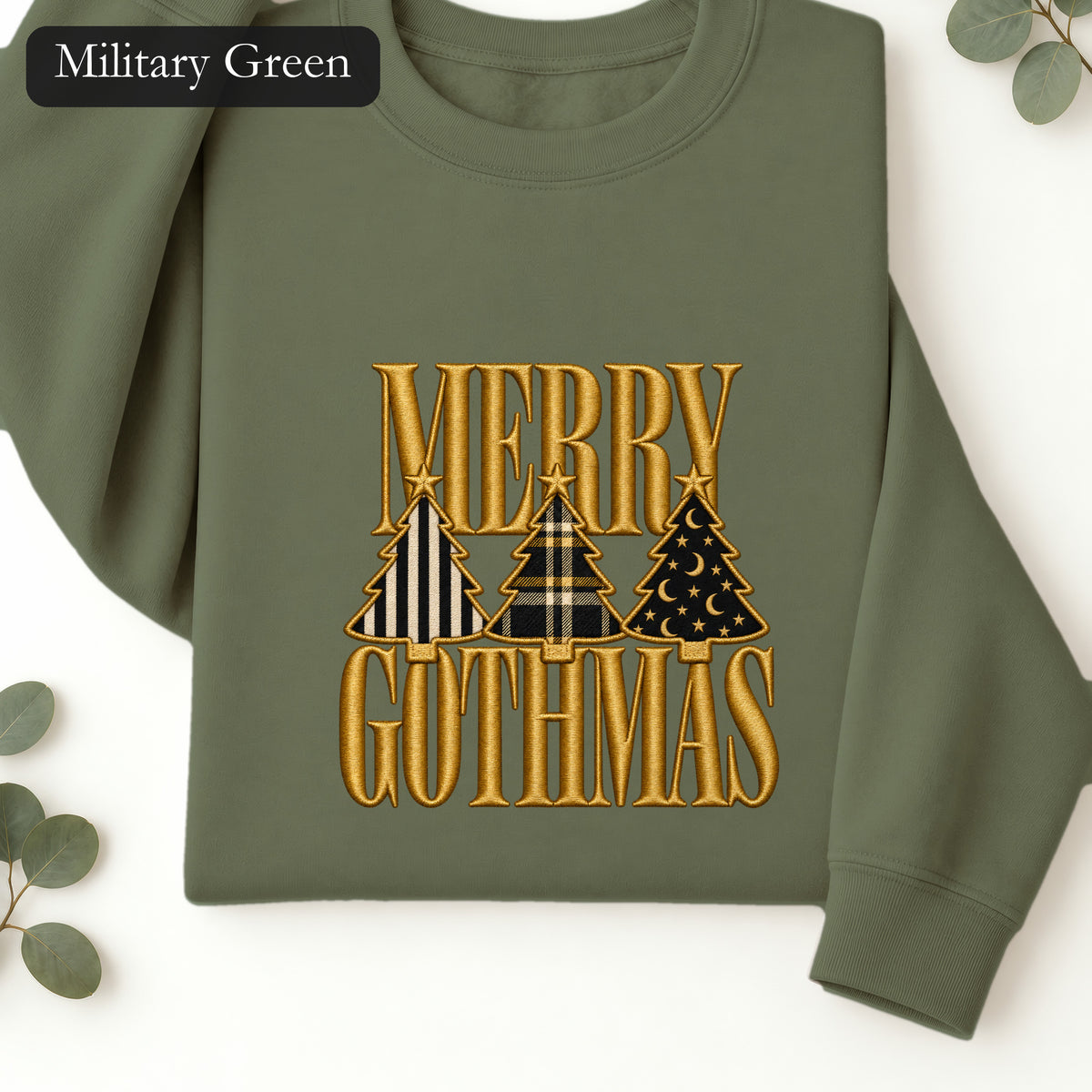 Merry Gothmas Sweatshirt | Gothic Christmas Tree Typography