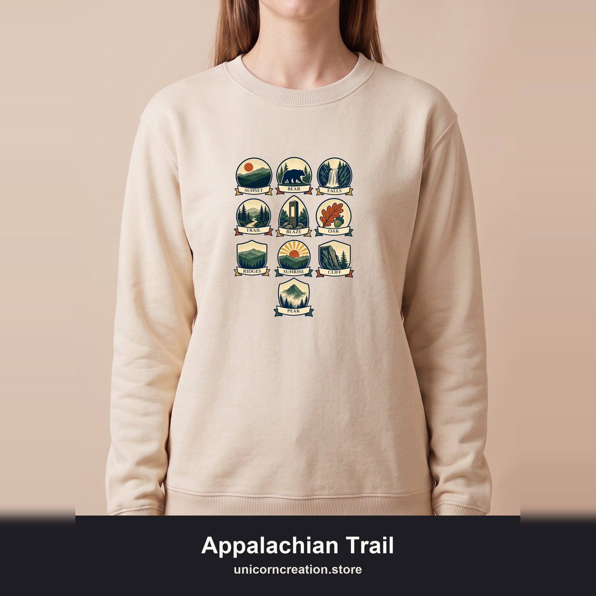 Appalachian Trail Shirt, Hiking Badge Tee, AT Thru Hiker Gift, Retro Adventure Nature Sweatshirt