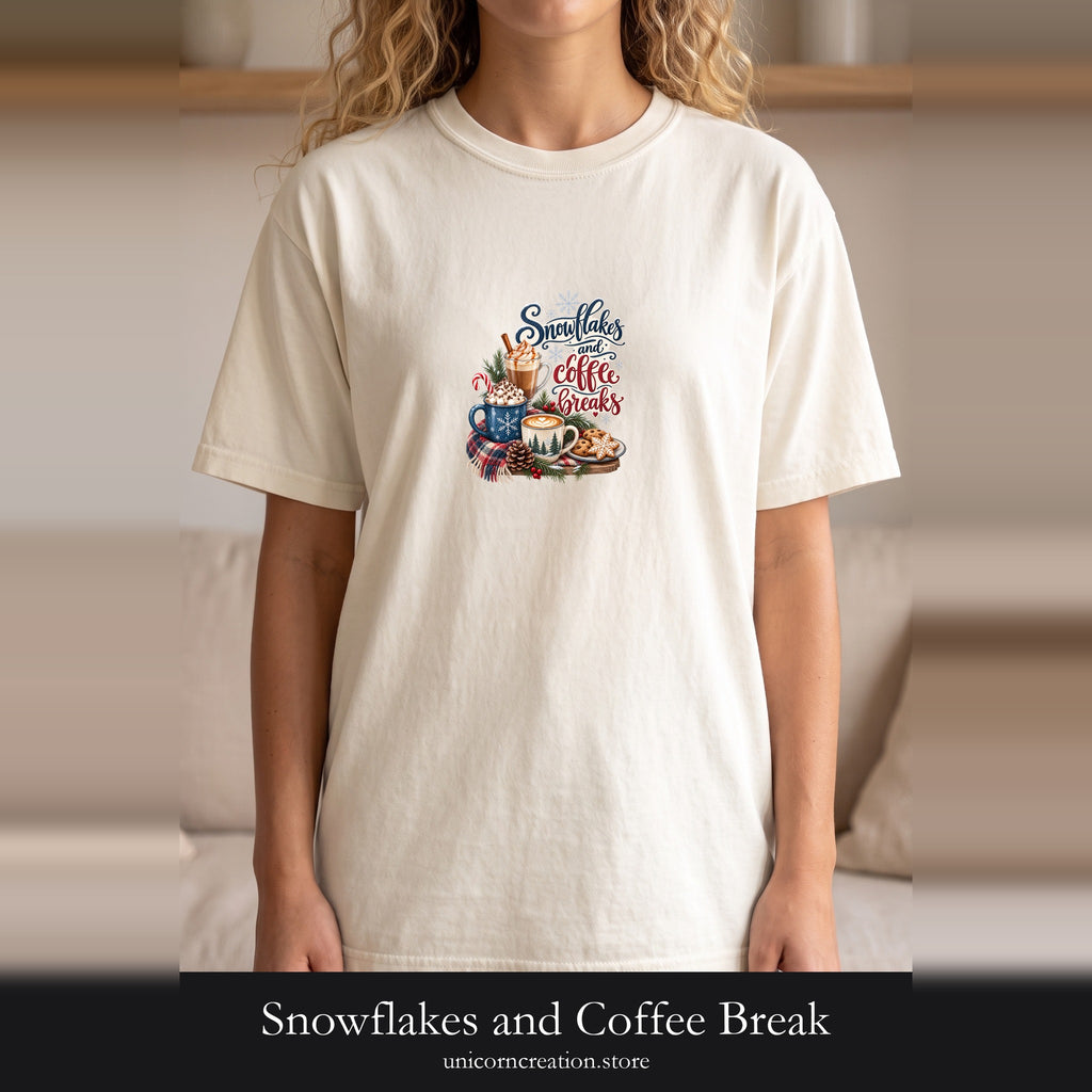 Snowflakes and Coffee Break Shirt | Winter Hot Cocoa Mug Design