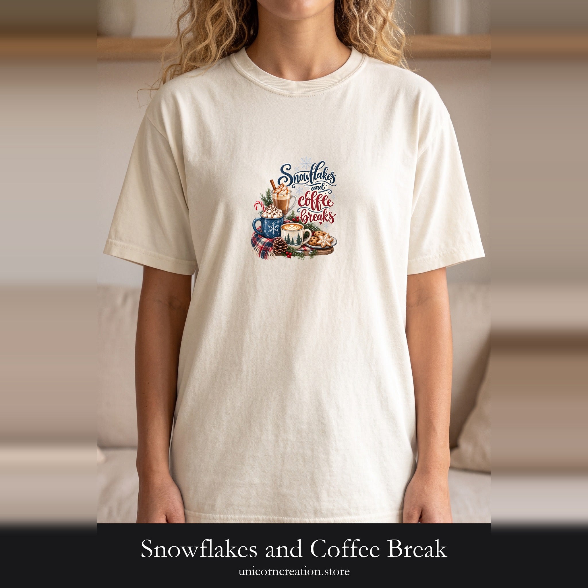 Snowflakes and Coffee Break Shirt | Winter Hot Cocoa Mug Design