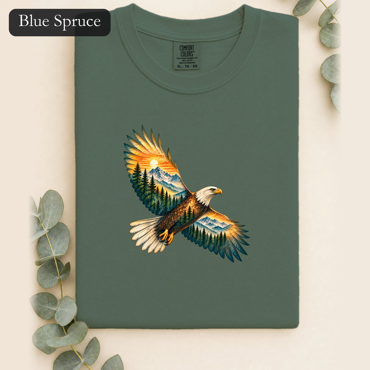 Soaring Eagle Mountain Scene Shirt | Nature Bird Graphic