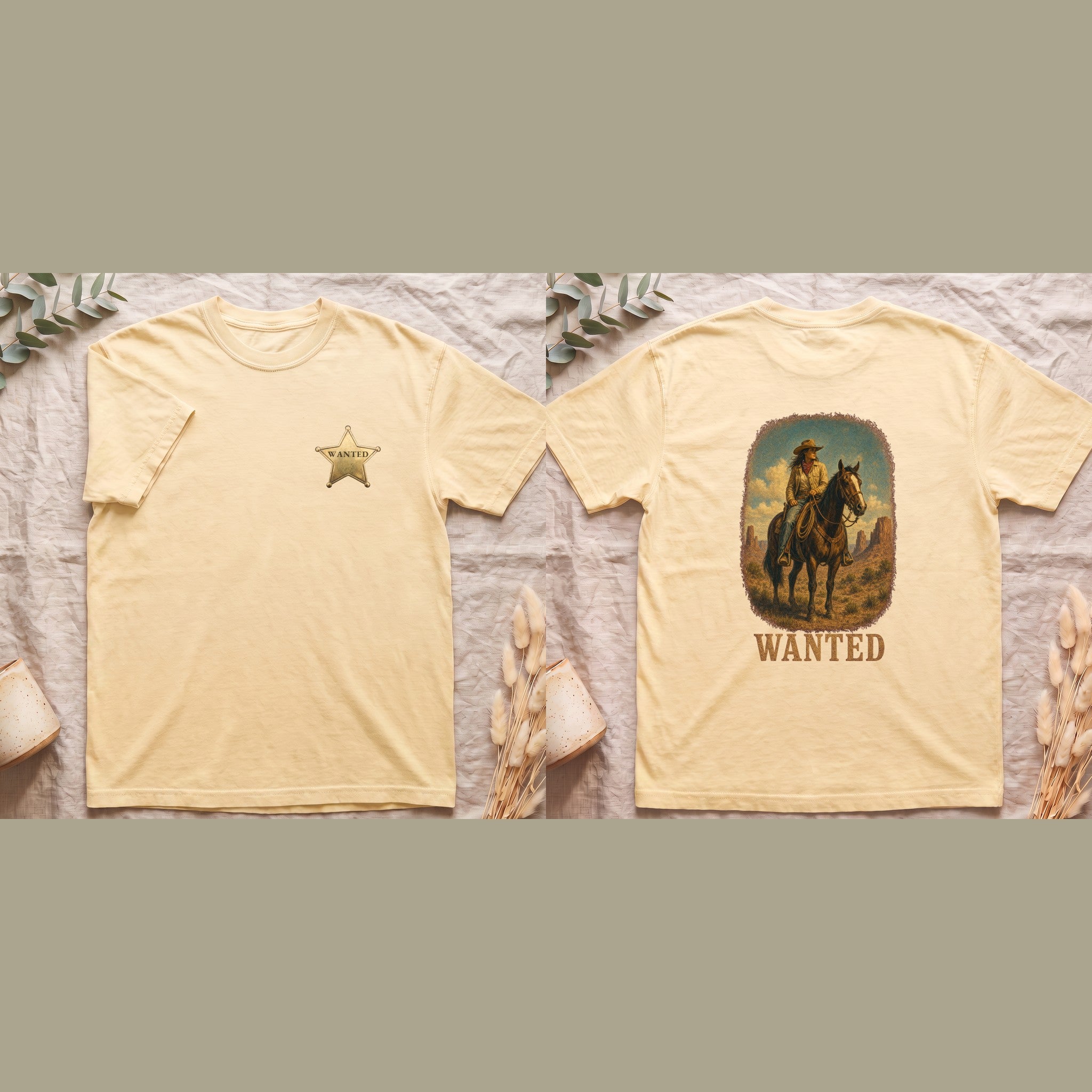 Wanted Cowgirl Shirt, Vintage Western Wanted Poster Tee, Desert Outlaw Tee, Sheriff Star Cowgirl Gift