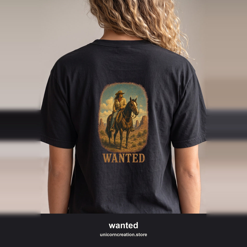 Wanted Cowgirl Shirt, Vintage Western Wanted Poster Tee, Desert Outlaw Tee, Sheriff Star Cowgirl Gift
